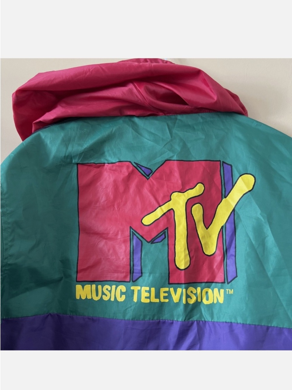 MTV Vintage Colorblock Windbreaker Rain Jacket - Picture 3 of 4